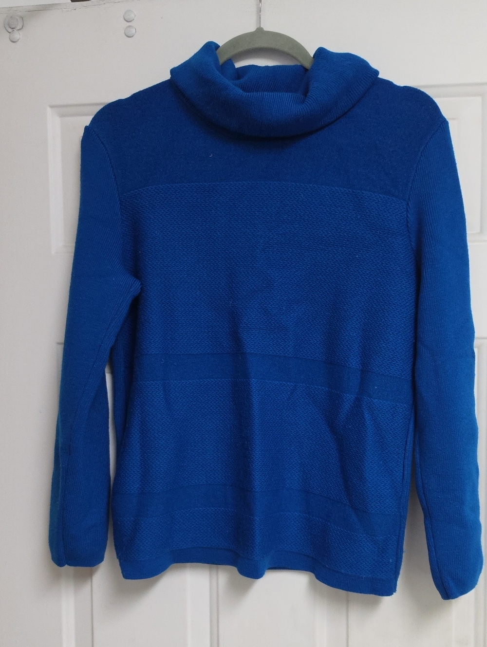 REISS Shea Textured Rollneck Jumper in cobalt blue.